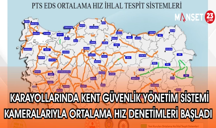 KARAYOLLARINDA KENT GÜVENLİK YÖNETİM SİSTEMİ KAMERALARIYLA ORTALAMA HIZ DENETİMLERİ BAŞLADI