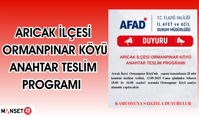 ARICAK İLÇESİ ORMANPINAR KÖYÜ ANAHTAR TESLİM PROGRAMI