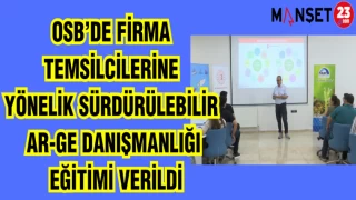 OSB'DE FİRMA TEMSİLCİLERİNE YÖNELİK SÜRDÜRÜLEBİLİR AR-GE DANIŞMANLIĞI EĞİTİMİ VERİLDİ