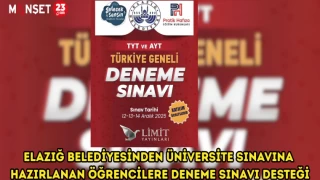 ELAZIĞ BELEDİYESİ ÜNİVERSİTE SINAVINA HAZIRLANAN ÖĞRENCİLERE DENEME SINAVI DESTEĞİ