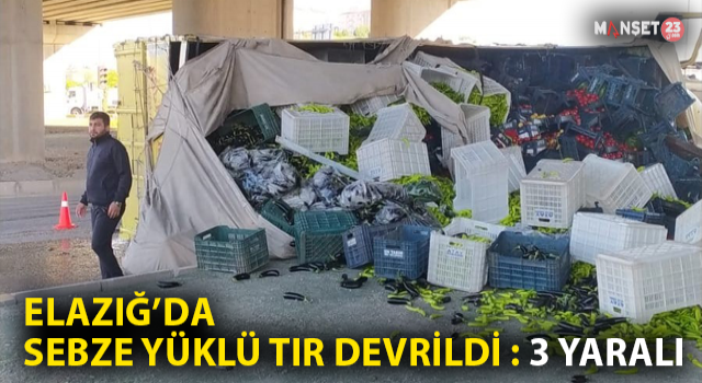Elazığ'da Sebze Yüklü Kamyon Devrildi: 3 Yaralı