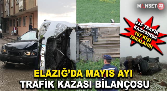 Elazığ’da Mayıs Ayında 235 Trafik Kazası Meydana Geldi, 167 Kişi Yaralandı