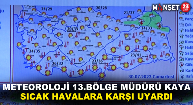Meteoroloji 13.Bölge Müdürü Kaya Sıcak Havalara Karşı Uyardı