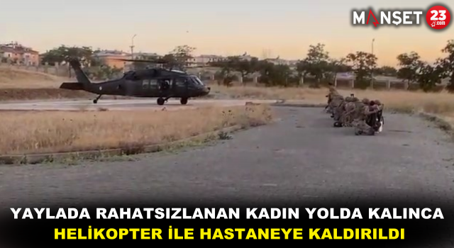 Yaylada Rahatsızlan Kadın Yolda Kalınca Helikopter İle Hastaneye Kaldırıldı