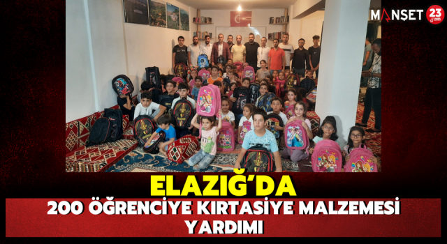 Elazığ’da 200 Öğrenciye Kırtasiye Malzemesi Yardımı