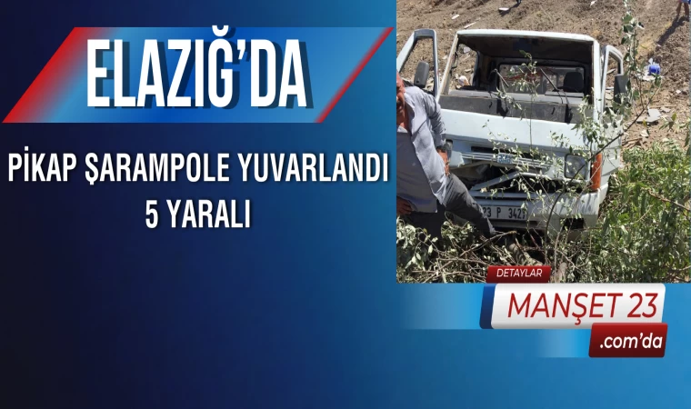 Elazığ'da Pikap Şarampole Yuvarlandı: 5 Yaralı
