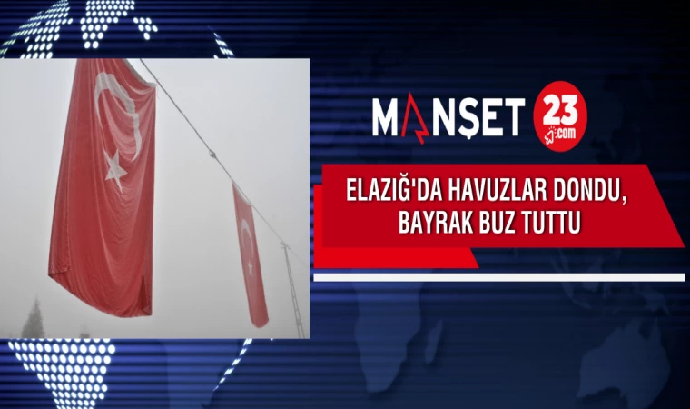 Elazığ'da Havuzlar Dondu, Bayrak Buz Tuttu