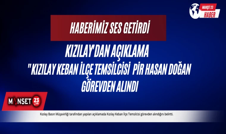 Kızılay Keban İlçe Temsilcisi Pir Hasan Doğan Görevden Alındı
