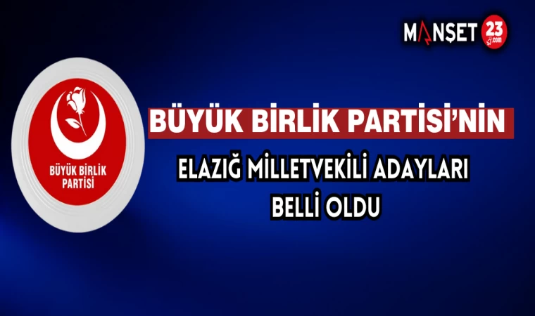 Büyük Birlik Partisi’nin Elazığ Milletvekili Adayları Belli Oldu