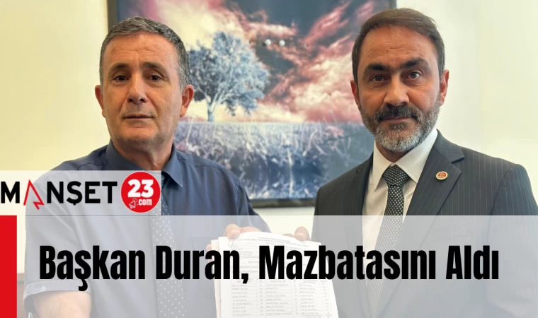 Başkan Duran, Mazbatasını Aldı
