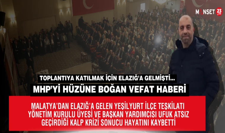 TOPLANTIYA KATILMAK ÜZERE ELAZIĞ’A GELMİŞİ..MHP GENİŞLETİLMİŞ BÖLGE İSTİŞARE TOPLANTISINDA ACI HABER