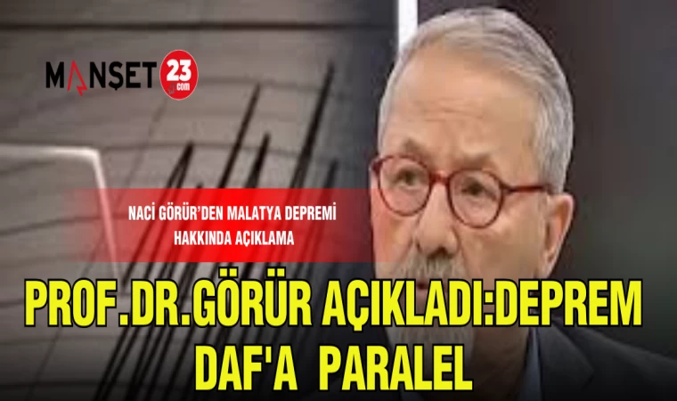 PROF.DR.GÖRÜR AÇIKLADI:DEPREM DAF'A PARALEL