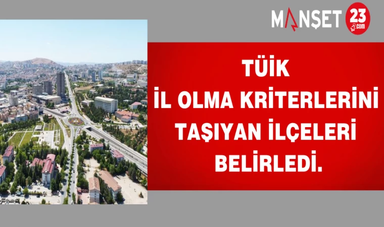 TÜİK, il olma kriterlerini taşıyan ilçeleri belirledi.
