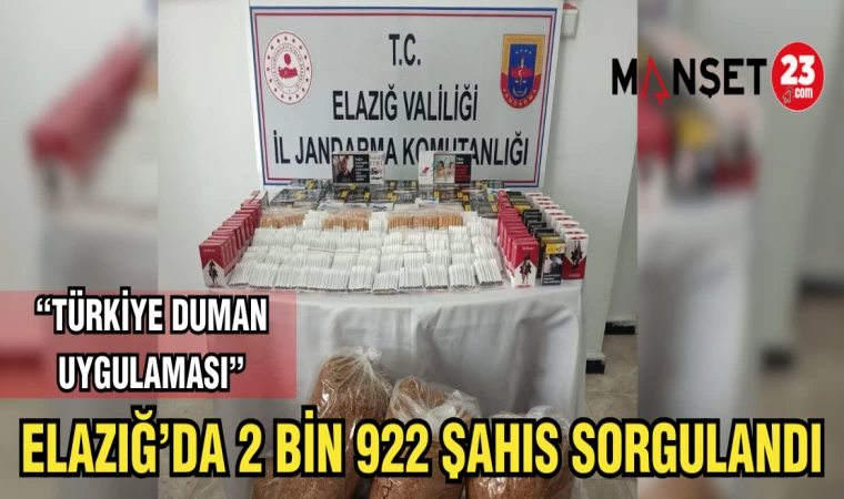 ELAZIĞ'DA 2 BİN 922 ŞAHIS SORGULANDI