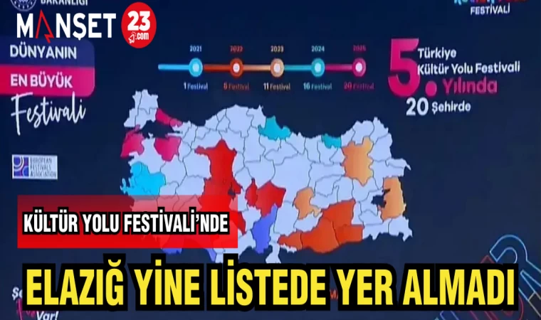 KÜLTÜR YOLU FESTİVALİ'NDE ELAZIĞ YİNE LİSTEDE YER ALMADI