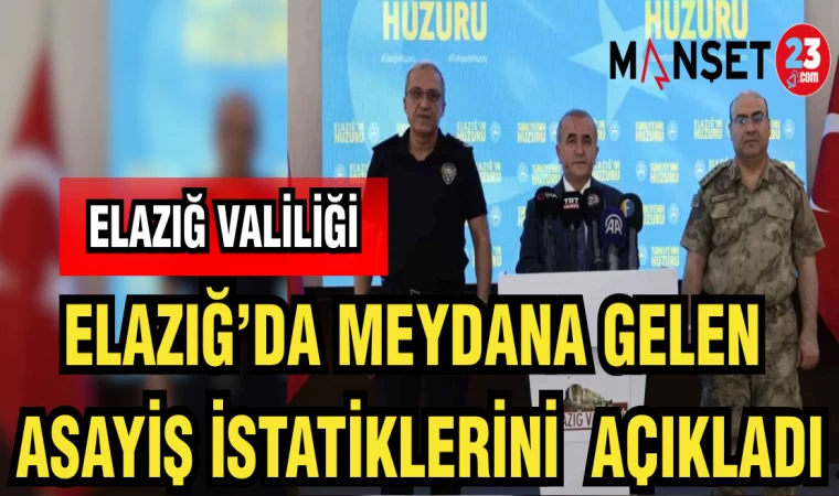 ELAZIĞ VALİLİĞİ ELAZIĞ'DA MEYDAN GELEN ASAYİŞ İSTATİKLERİNİ AÇIKLADI
