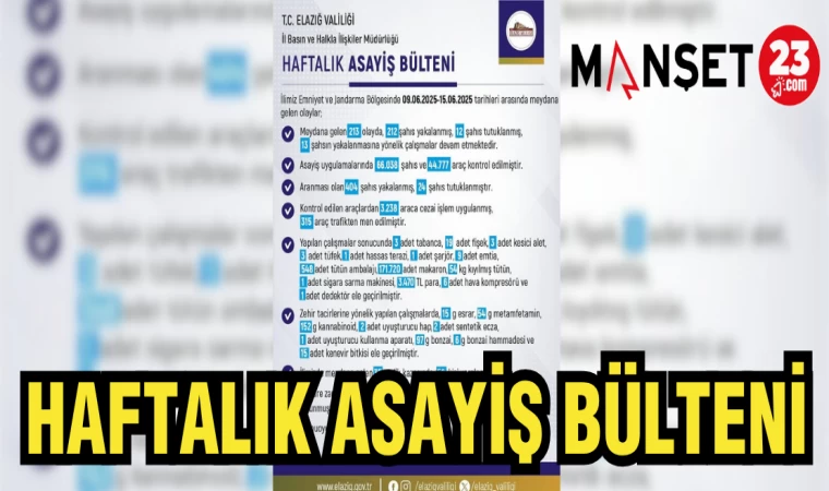 HAFTALIK ASAYİŞ BÜLTENİ