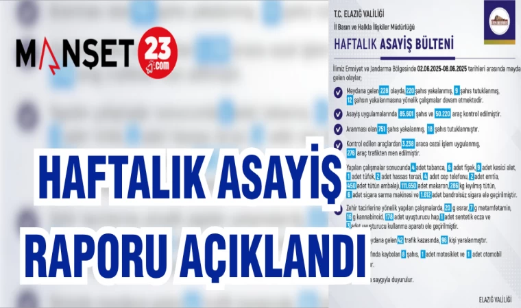 HAFTALIK ASAYİŞ RAPORU AÇIKLANDI