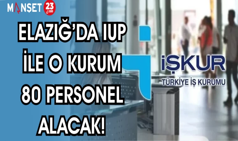 ELAZIĞ'DA IUP İLE O KURUM 80 PERSONEL ALACAK