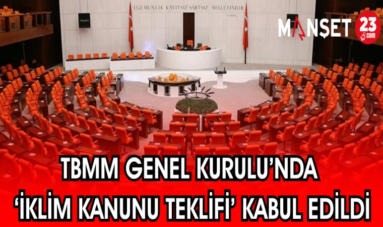 TBMM GENEL KURULU'NDA 'İKLİM KANUNU TEKLİFİ' KABUL EDİLDİ