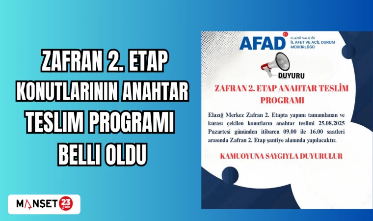Zafran 2. Etap Konutlarının Anahtar Teslim Programı Belli Oldu
