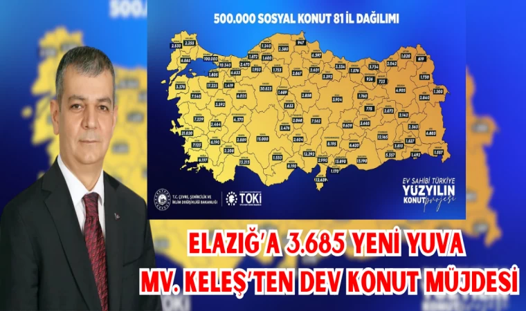 ELAZIĞ’A 3.685 YENİ YUVA, MV. KELEŞ’TEN DEV KONUT MÜJDESİ
