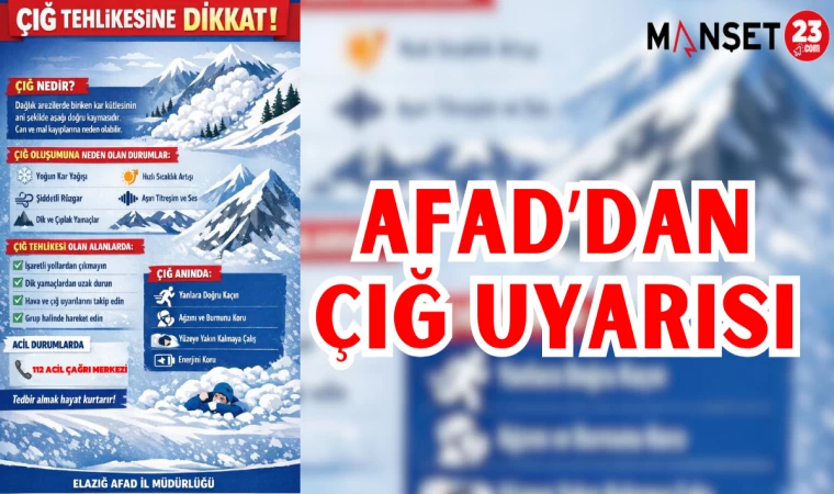AFAD'DAN ÇIĞ UYARISI