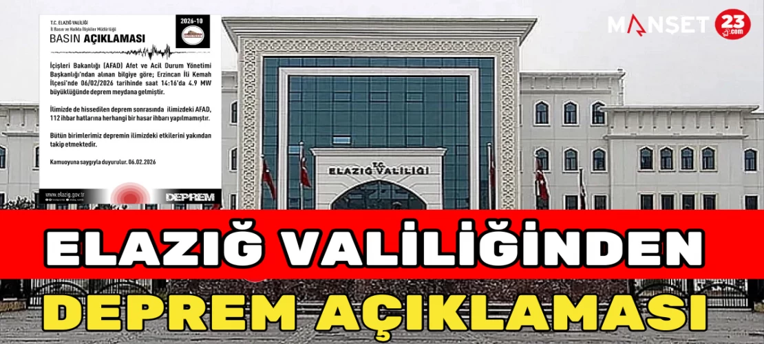 Elazığ Valiliğinden Deprem Açıklaması