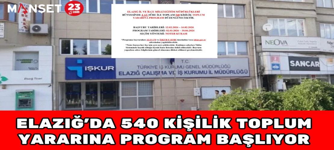 Elazığ’da 540 Kişilik Toplum Yararına Program Başlıyor