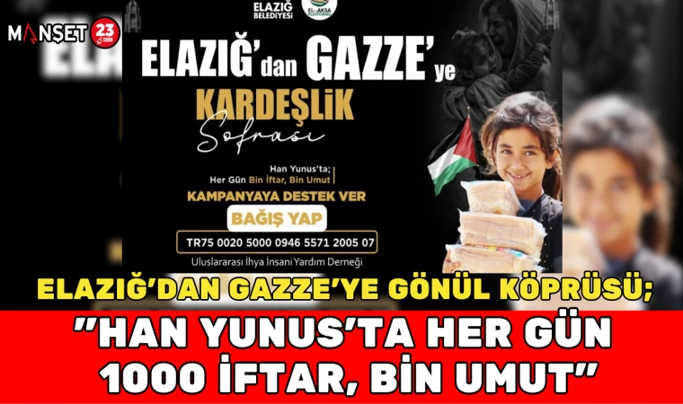 Elazığ'dan Gazze'ye Gönül Köprüsü; "Han Yunus'ta Her Gün 1000 İftar, Bin Umut"