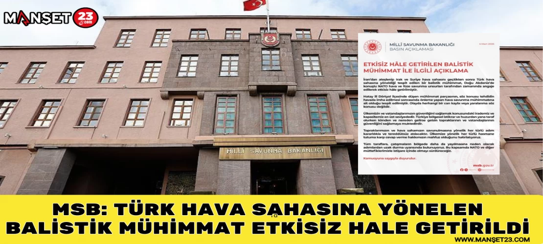 MSB: Türk Hava Sahasına Yönelen Balistik Mühimmat Etkisiz Hale Getirildi