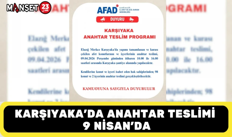 Karşıyaka’da Anahtar Teslimi 9 Nisan’da