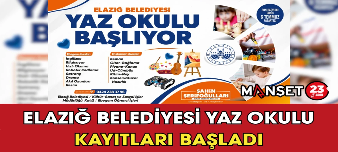 Elazığ Belediyesi Yaz Okulu Kayıtları Başladı