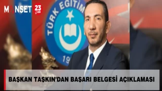 Başkan Taşkın’dan Başarı Belgesi Açıklaması