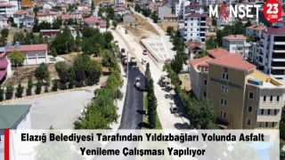Elazığ Belediyesi Tarafından Yıldızbağları Yolunda Asfalt Yenileme Çalışması Yapılıyor