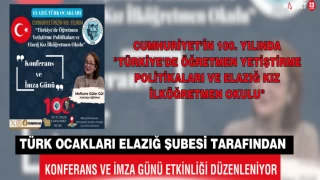 Türk Ocakları Elazığ Şubesi Tarafından "Türkiye'de Öğretmen Yetiştirme Politikaları Ve Elazığ Kız İlköğretmen Okulu" Konulu Konferans Ve İmza Günü Düzenleniyor