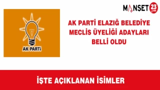 Ak Parti Elazığ Belediye Meclis Üyeliği Adayları Belli Oldu