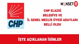 CHP Elazığ Belediye Ve İl Genel Meclis Üyesi Adayları Belli Oldu