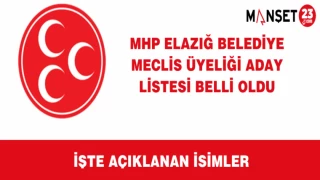 MHP Elazığ Belediye Meclis Üyeliği Aday Listesi Belli Oldu