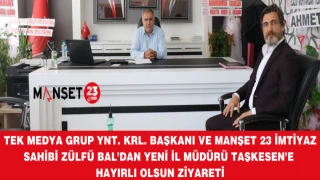 Tek Medya Grup Yönetim Kurulu Başkanı ve Manşet 23 İmtiyaz Sahibi Zülfü Bal’dan Yeni İl Müdürü Taşkesen’e Hayırlı Olsun Ziyareti