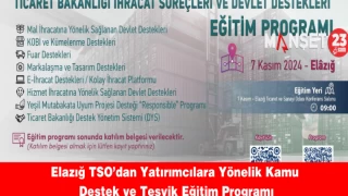 Elazığ TSO’dan Yatırımcılara Yönelik Kamu Destek ve Teşvik Eğitim Programı