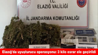Elazığ’da uyuşturucu operasyonu: 3 kilo esrar ele geçirildi