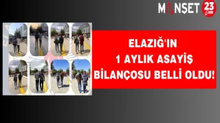 Elazığ'ın 1 aylık asayiş bilançosu belli oldu!