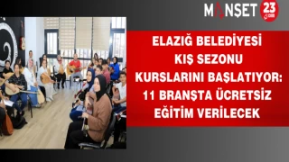 Elazığ Belediyesi kış sezonu kurslarını başlatıyor: 11 Branşta ücretsiz eğitim verilecek