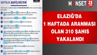 Elazığ’da 1 Haftada Aranması Olan 310 Şahıs Yakalandı