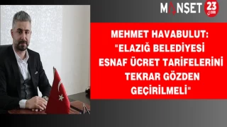 Mehmet Havabulut: "Elazığ Belediyesi Esnaf Ücret Tarifelerini Tekrar Gözden Geçirilmeli"