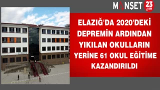 Elazığ'da 2020'deki Depremin Ardından Yıkılan Okulların Yerine 61 Okul Eğitime Kazandırıldı