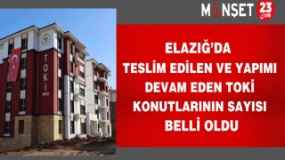 Elazığ’da teslim edilen ve yapımı devam eden TOKİ konutlarının sayısı belli oldu