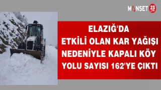 ELAZIĞ'DA ETKİLİ OLAN KAR YAĞIŞI NEDENİYLE KAPALI KÖY YOLU SAYISI 162'YE ÇIKTI