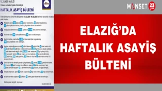 ELAZIĞ’DA HAFTALIK ASAYİŞ BÜLTENİ